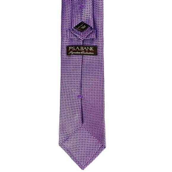 JOS A BANK MENS SILK TIE PURPLE PATTERN - Picture 3 of 3